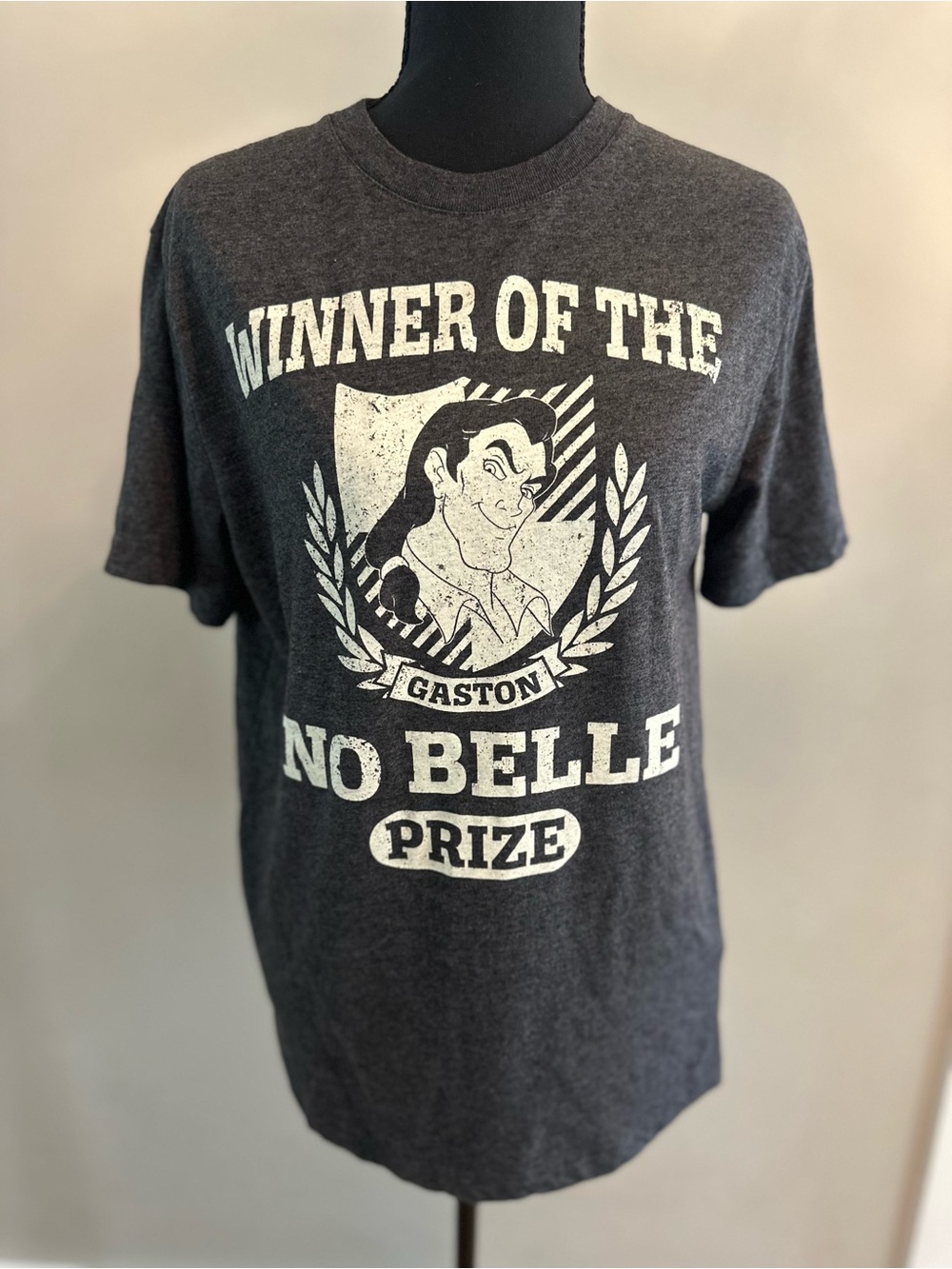 Disney Charcoal Gray Graphic Tee with White Gaston Crest